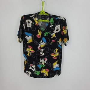 Disney Characters Shirt Black Background‎ 100% Rayon, Very Good Condition Size S